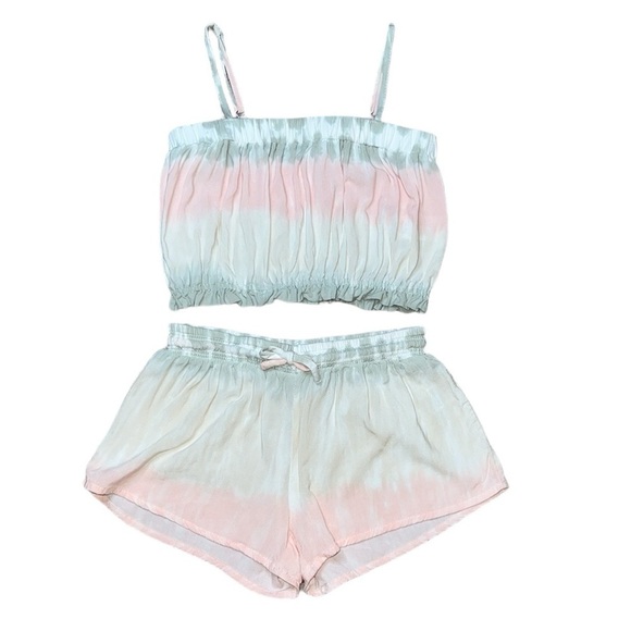 NWOT Vintage Havana Elastic Crop Top Medium Smock Shorts Large Spring Meadow - Picture 1 of 6